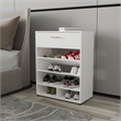 Pemberly Row Modern Shoe Rack with Open Shelves and Drawer in White