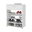Pemberly Row Modern Shoe Rack with Open Shelves and Drawer in White