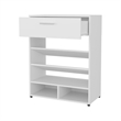 Pemberly Row Modern Shoe Rack with Open Shelves and Drawer in White