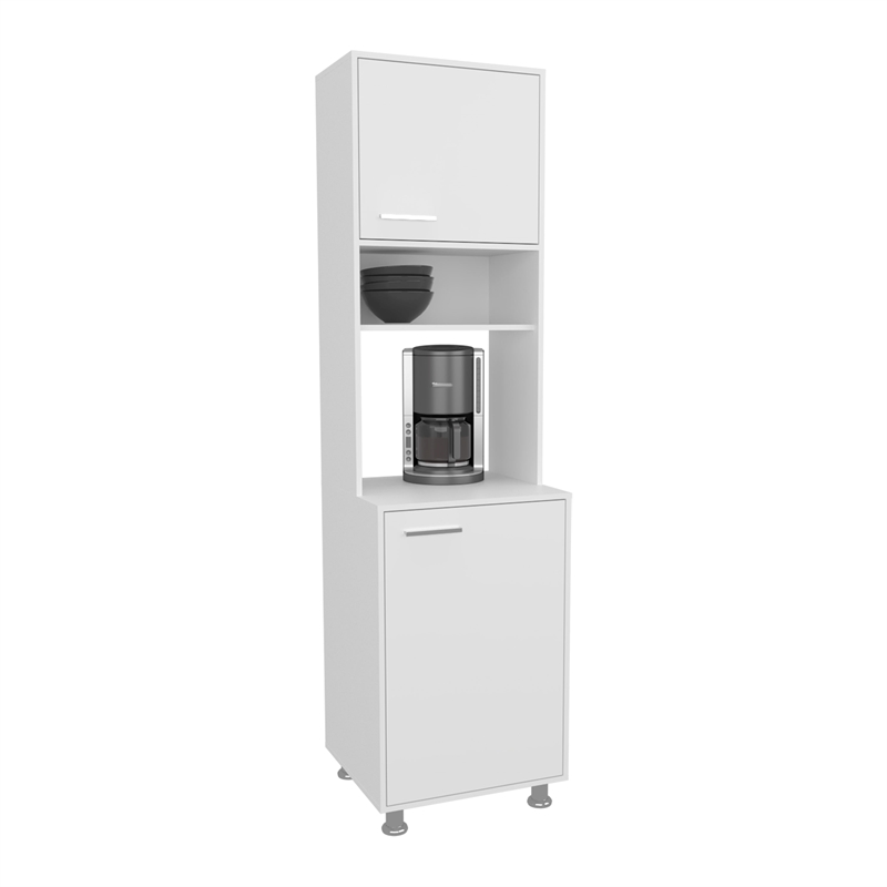 Pemberly Row Buckeye Kitchen Pantry with Open Storage and 2 Doors White
