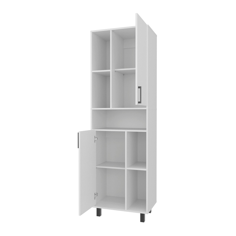 Pemberly Row Buckshot Kitchen Pantry with Open Storage and 2 Doors White