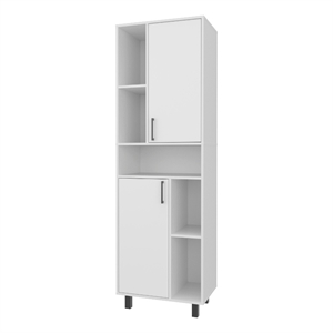 Pemberly Row Buckshot Kitchen Pantry with Open Storage and 2 Doors White