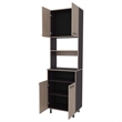 Pemberly Row Bullhead City Kitchen Pantry with 4 Doors White Oak Wengue