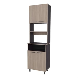 Pemberly Row Bullhead City Kitchen Pantry with 4 Doors White Oak Wengue