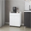 Pemberly Row Burnside Kitchen Cart with 2 Doors and Drawer White