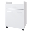 Pemberly Row Burnside Kitchen Cart with 2 Doors and Drawer White