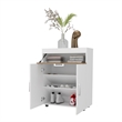 Pemberly Row North Fork Shoe Rack with Lift-Up Compartment White/Natural Oak