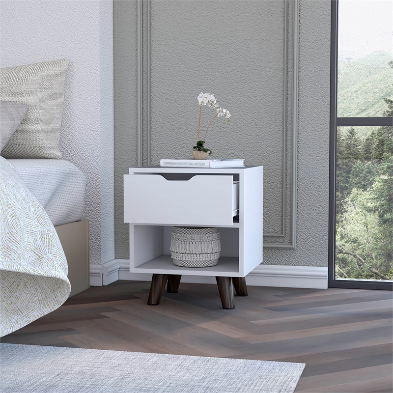 Pemberly Row Nightstand with 1 Drawer Wood in White Finish