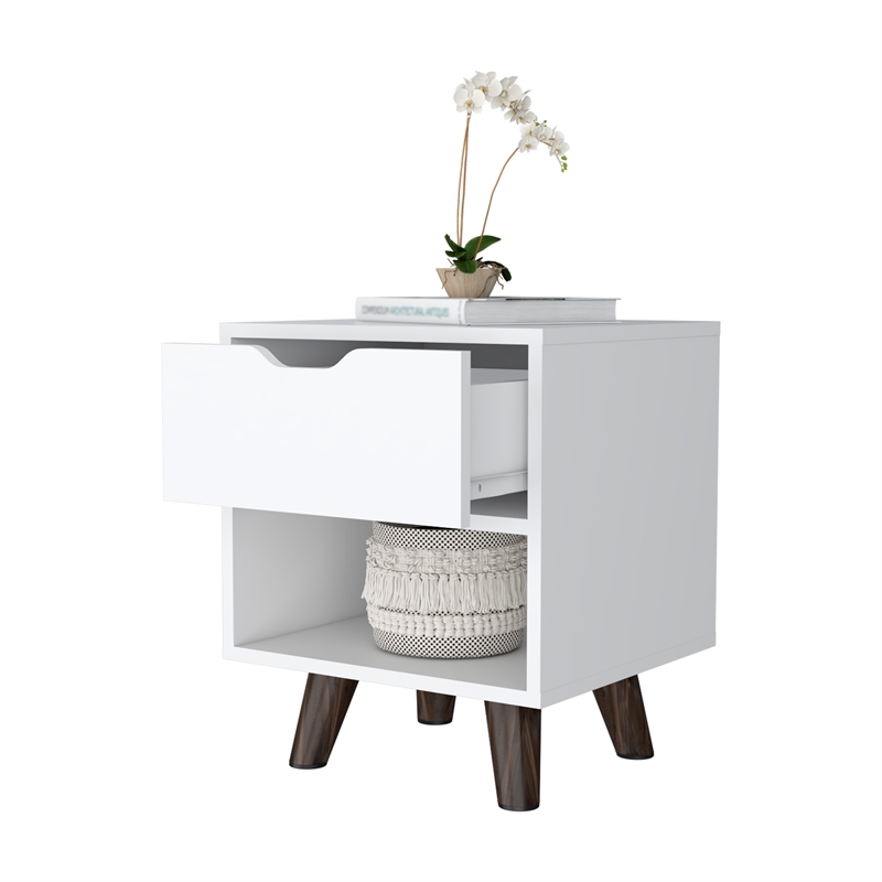 Pemberly Row Nightstand with 1 Drawer Wood in White Finish
