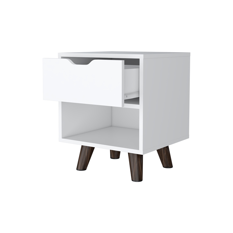 Pemberly Row Nightstand with 1 Drawer Wood in White Finish