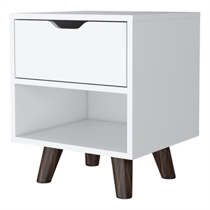 Pemberly Row Nightstand with 1 Drawer Wood in White Finish