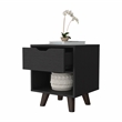 Pemberly Row Nightstand with 1 Drawer Wood in Black Finish