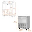 Pemberly Row Rolling Bar Cart with Bottle Rack in White Finish