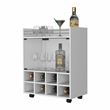 Pemberly Row Rolling Bar Cart with Bottle Rack in White Finish