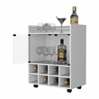 Pemberly Row Rolling Bar Cart with Bottle Rack in White Finish