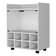 Pemberly Row Rolling Bar Cart with Bottle Rack in White Finish