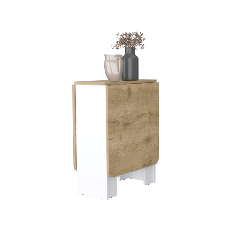 Pemberly Row Kailua Folding Dining Table Engineered Wood White Macadamia