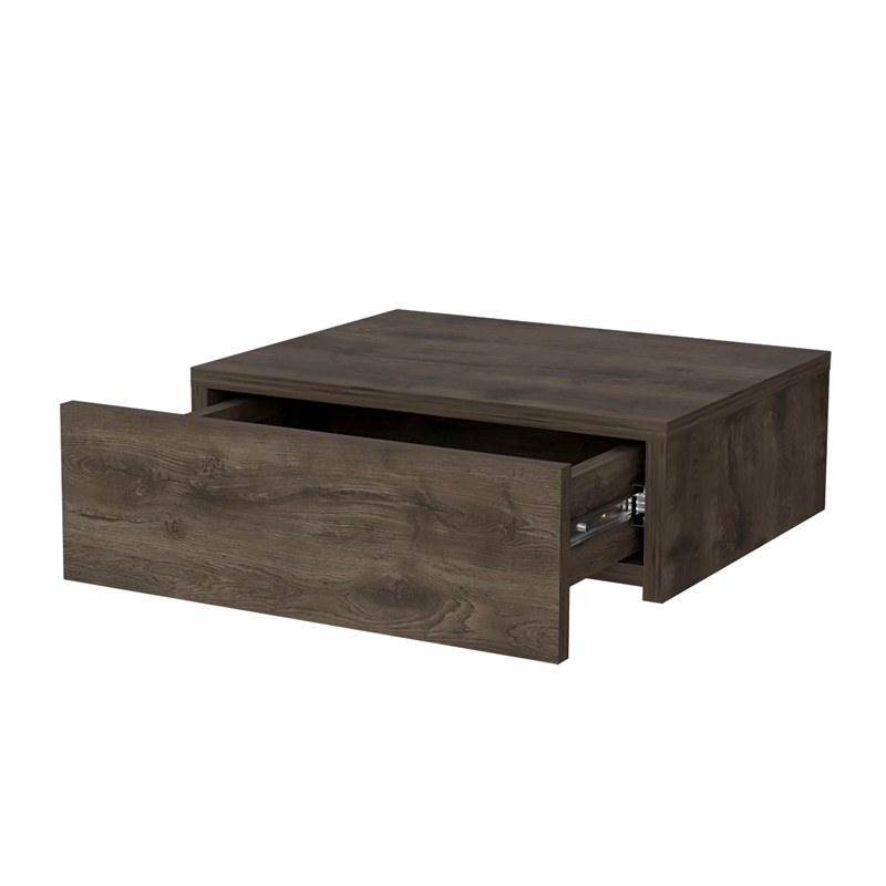 Pemberly Row Vienna Floating Nightstand Wall-Mount Engineered Wood Brown