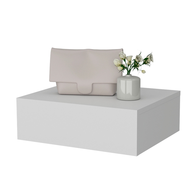 Pemberly Row Vienna Floating Nightstand Wall-Mount Engineered Wood White