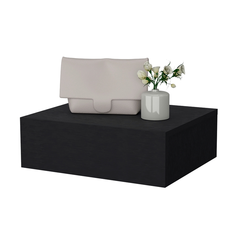 Pemberly Row Vienna Floating Nightstand in Black Finish