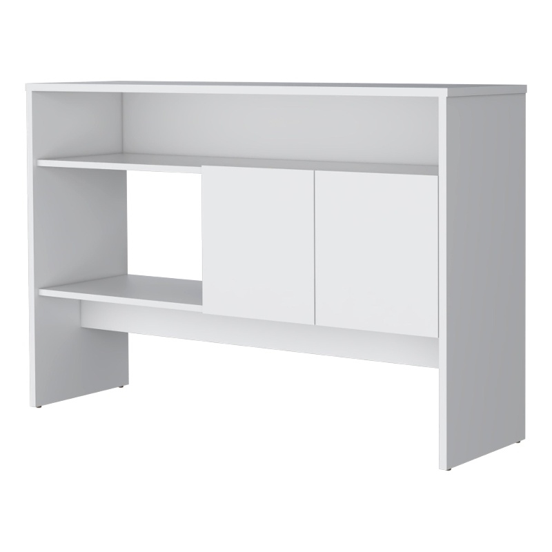 Pemberly Row Console Table with 2 Doors & Open Shelves in White