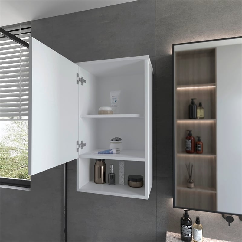 Pemberly Row Carrizo Medicine Cabinet Engineered Wood White One Door