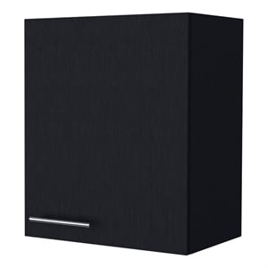 Pemberly Row Wall Cabinet with 1 Door in Black Engineered Wood