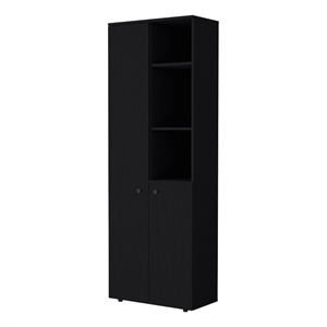 Pemberly Row Cabinet with 3 Shelves and 2 Doors in Black Engineered Wood
