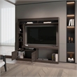 Pemberly Row Rock House Entertainment Center in Stained Walnut Finish