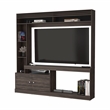Pemberly Row Rock House Entertainment Center in Stained Walnut Finish
