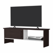 Pemberly Row Rock Point TV Stand with Storage in Walnut and White Finish