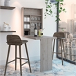 Pemberly Row Dalton Foldable Table with Hutch in Engineered Wood Grey