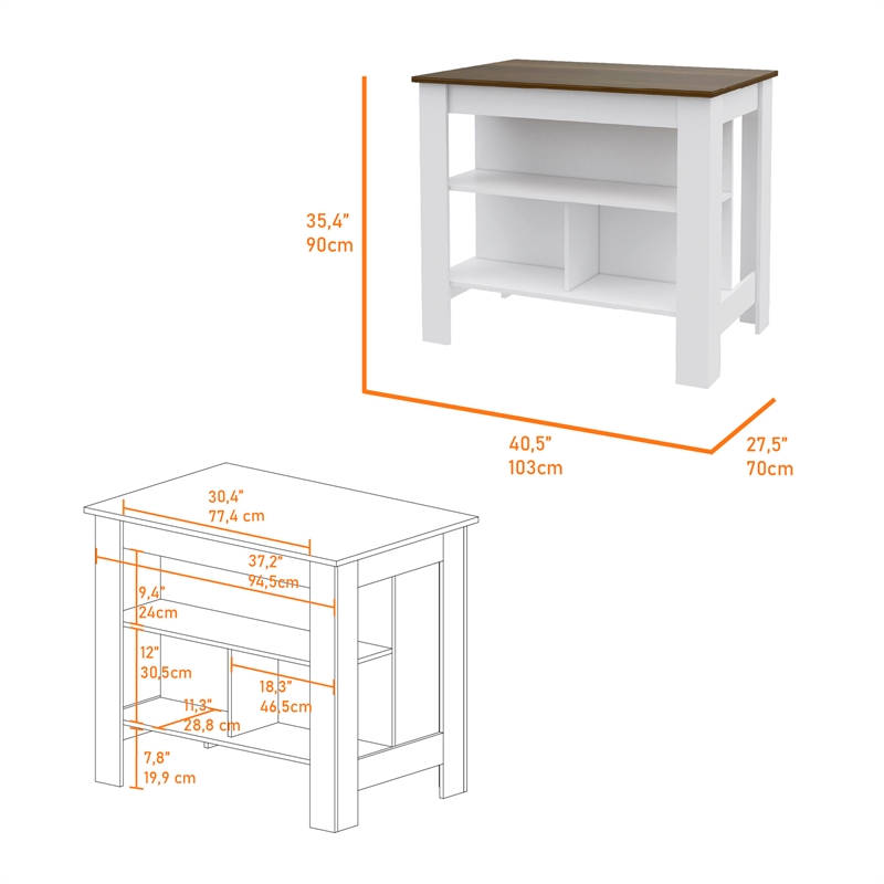 Pemberly Row 2-Piece Engineered Wood Kitchen Set with Island and Pantry
