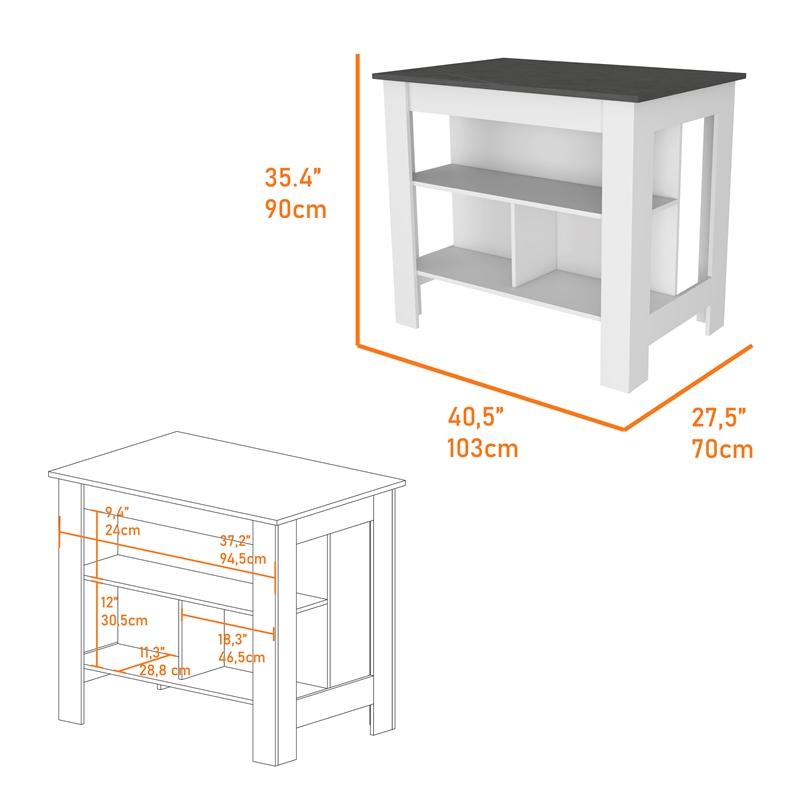 Pemberly Row 2-Piece Engineered Wood Kitchen Set in White