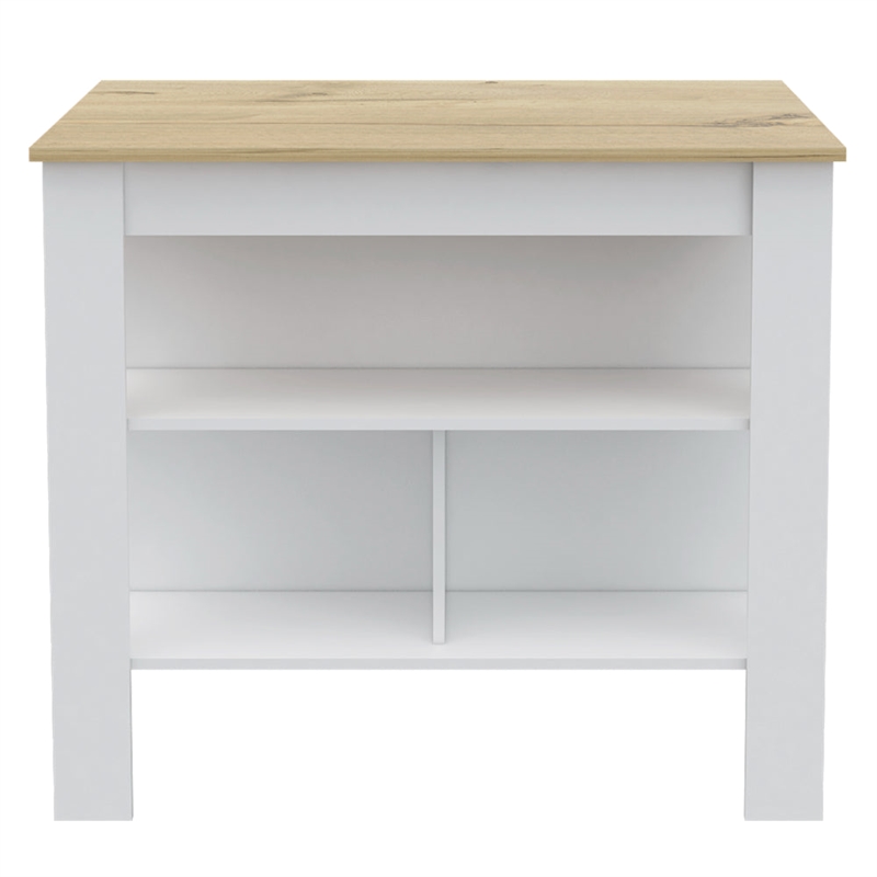 Pemberly Row 2-Piece Engineered Wood Kitchen Set in White/Light Oak