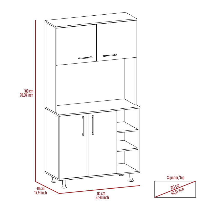 Pemberly Row 2-Piece Engineered Wood Kitchen Set in White/Light Oak