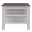 Pemberly Row 2-Piece Kitchen Island & Pantry Set in Engineered Wood White/Walnut