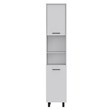Pemberly Row 2-Piece Kitchen Island & Pantry Set in Engineered Wood White/Onyx