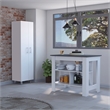 Pemberly Row 2-Piece Kitchen Island & Pantry Set in Engineered Wood White/Onyx