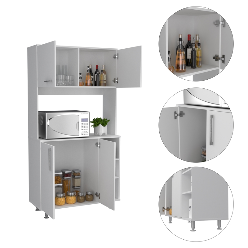 Pemberly Row 2-Piece Engineered Wood Kitchen Set in White/Onyx