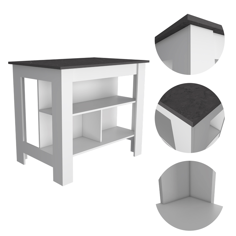 Pemberly Row 2-Piece Engineered Wood Kitchen Set in White/Onyx