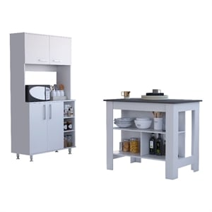 Pemberly Row 2-Piece Engineered Wood Kitchen Set in White/Onyx