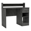 Pemberly Row Charlette Computer Desk with Drawer and Shelves in Smoky Oak