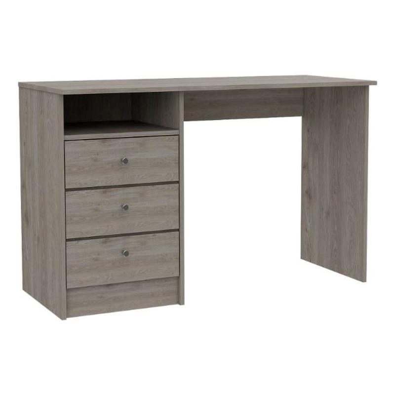Pemberly Row Computer Desk with 3 Drawers in Engineered Wood Gray