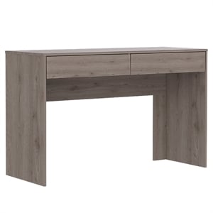 Pemberly Row Computer Desk with 2 Drawers in Particle Board Gray