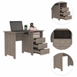 Pemberly Row Jacksonville Computer Desk with 3 Drawers in Gray