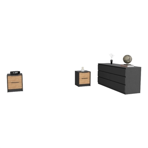 Pemberly Row Sydney 3 Pc Bedroom Set Engineered Wood Multi-Color Finish