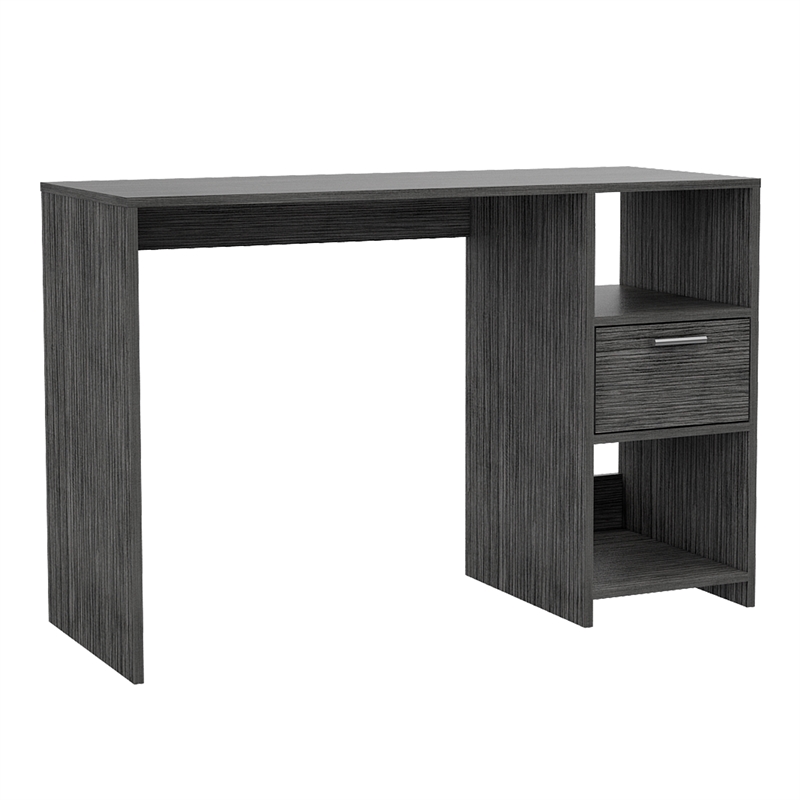Pemberly Row Arlington Computer Desk with Shelves in Gray Oak Finish