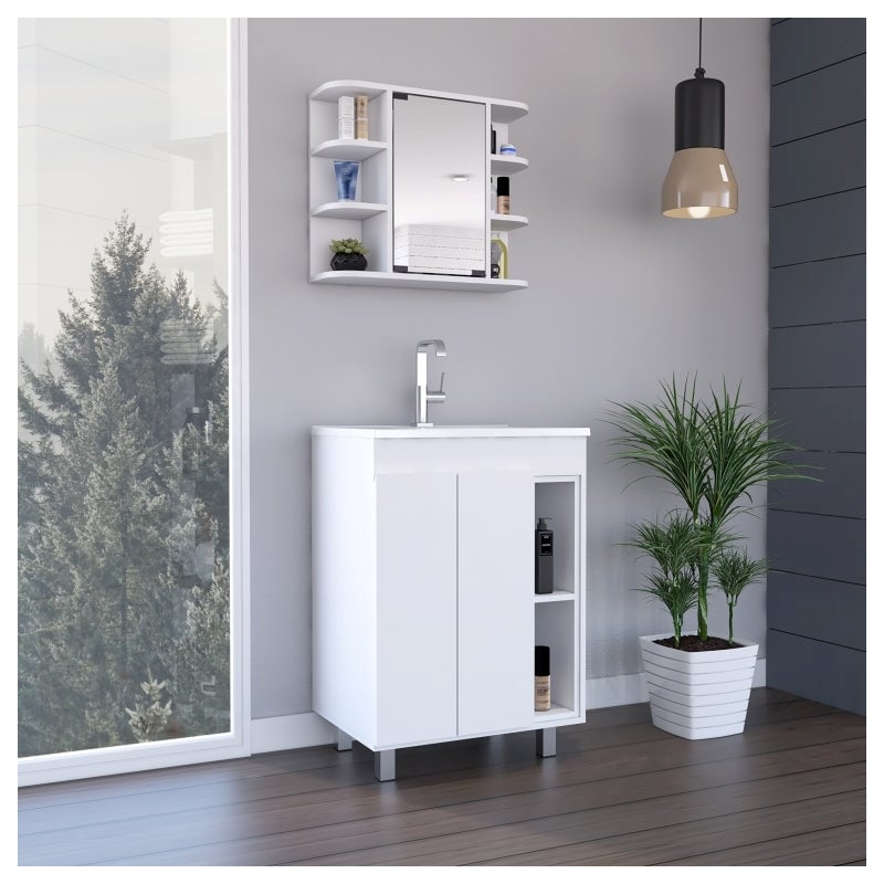 Pemberly Row 2 Piece Bathroom Set in White Wooden Finish