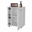 Pemberly Row Rawlins Bar Cart with Bottle Rack in Engineered Wood White